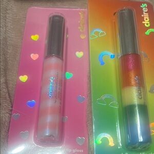 Claire's Pink and Rainbow Lip Gloss Duo